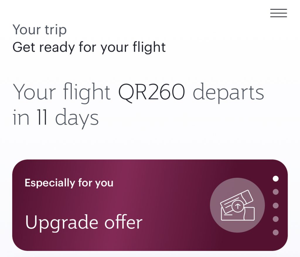 Your Qatar Airways Upgrades offer is ready!